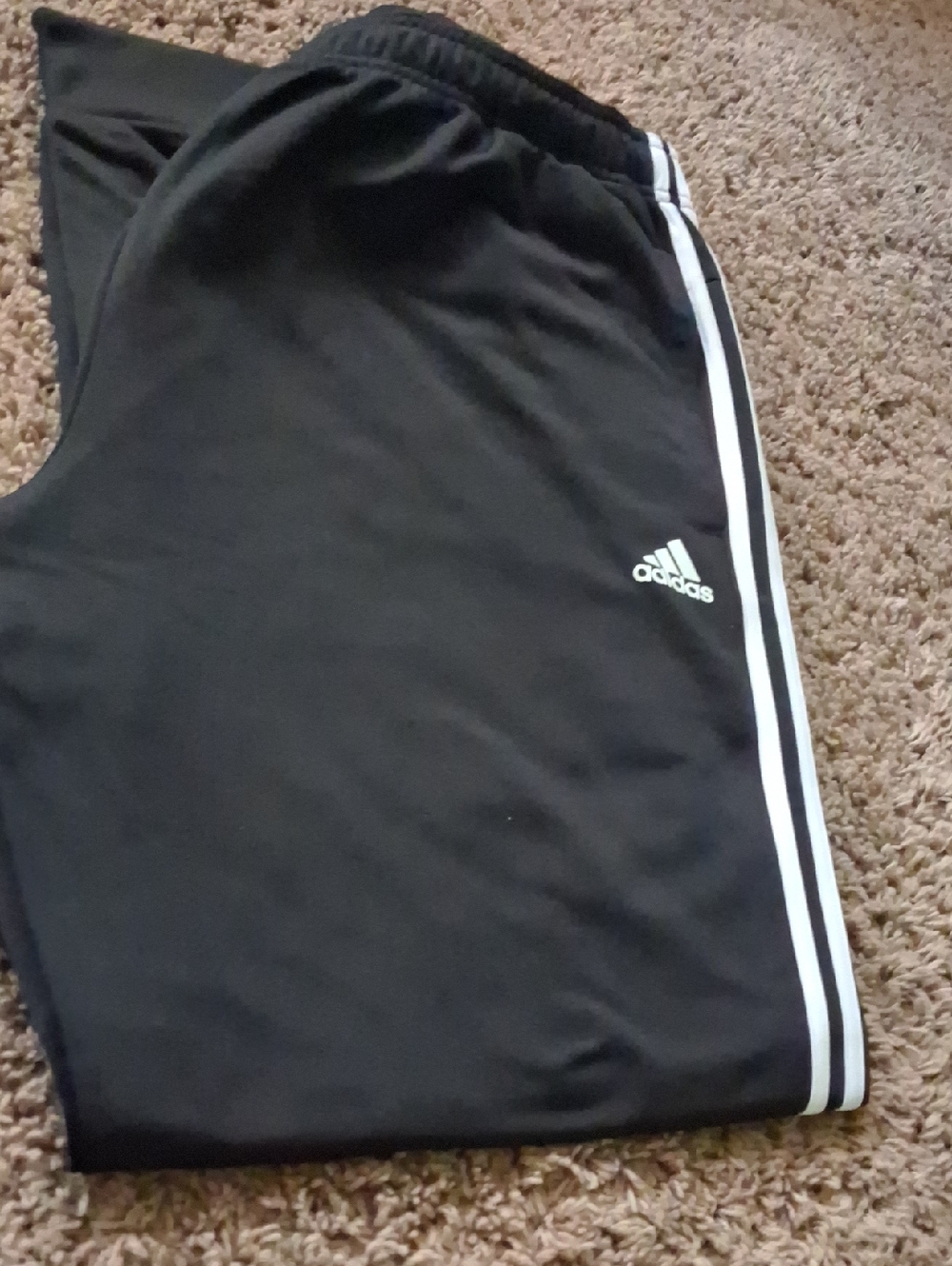 adidas Black Track Pants with White Side Stripes